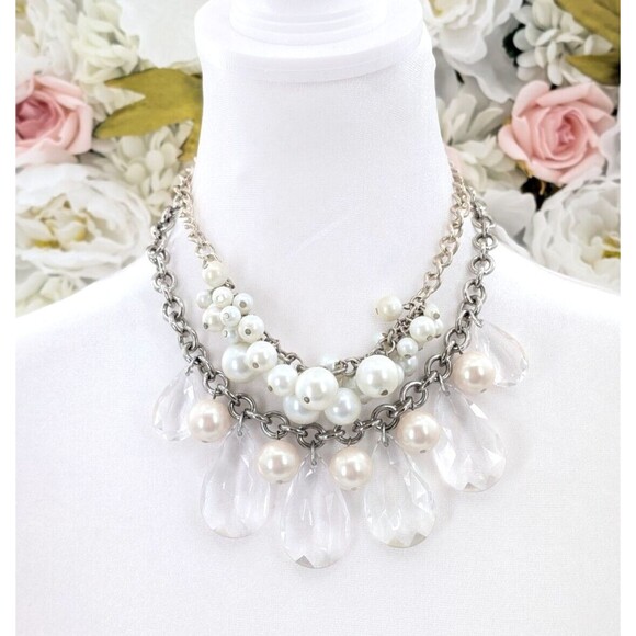 Jan Haedrich My Flat In London Lucite Faux Pearl Necklace W/ Choker Lot of 2 - Picture 1 of 5